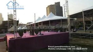 Carpas duraderas de aluminio para restaurantes con escenario y revestimientos para empresas